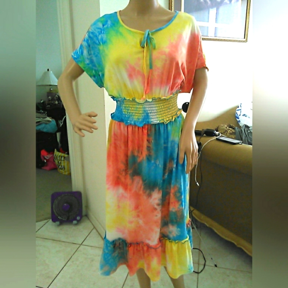 BNWT Perfect Peach Tie-Dye Maxi Dress REDICULOUSLY SOFT SZ. XL BY PERFECT PEACH